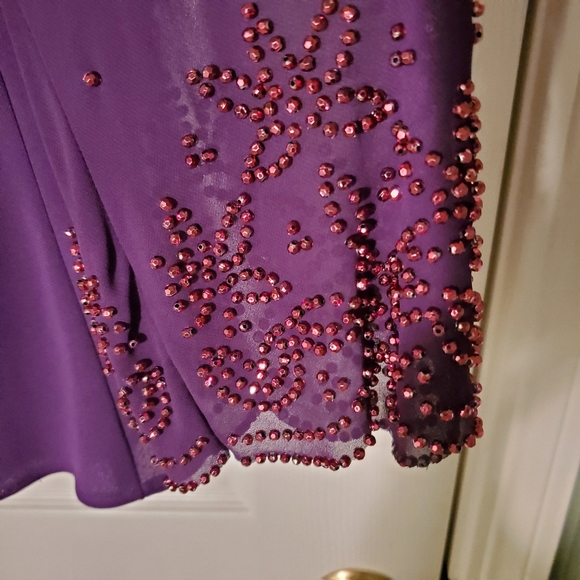 S. L. Fashions Drape Neck Top, Beaded Sleeves - Picture 6 of 6